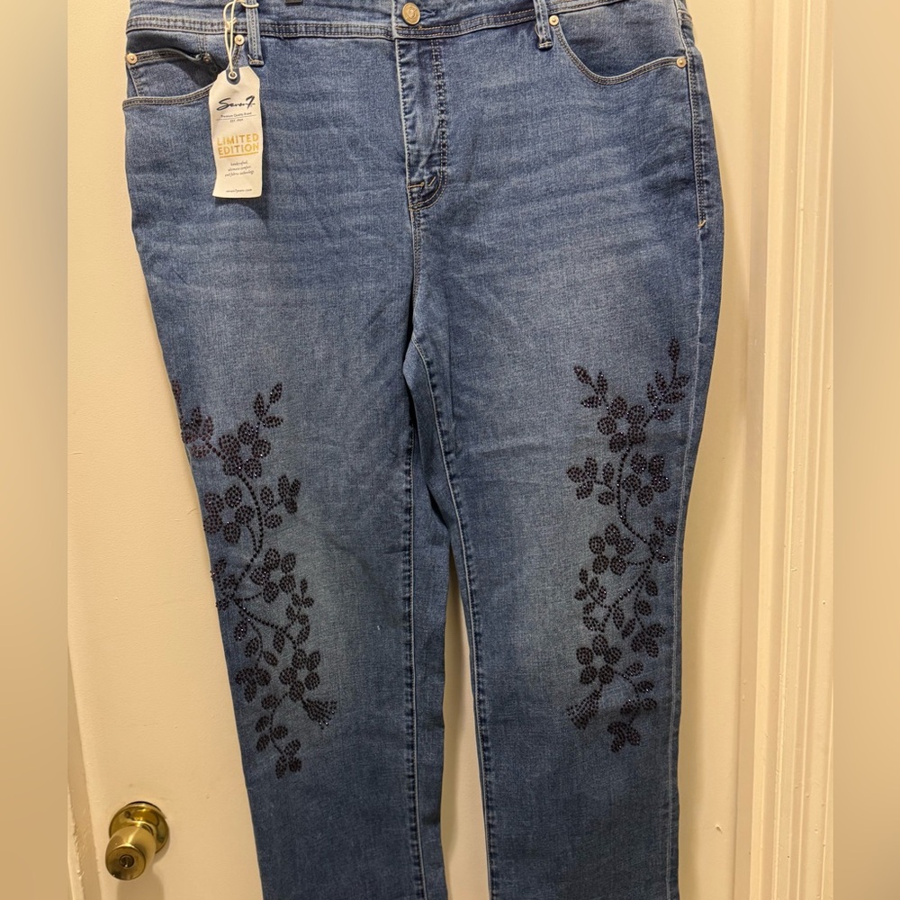 Seven7 Limited Edition Blue Embroidered Women’s Jeans